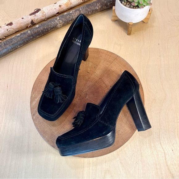 *Stuart Weitzman | Black Suede Loafer Pumps Size 8M - Picture 2 of 16
